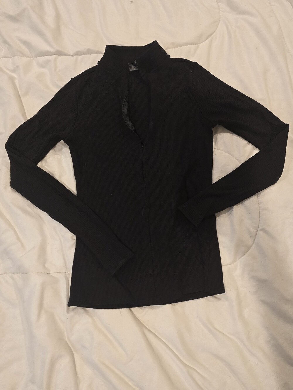 FOXBLOOD NWOT Womens Quarter Zip Pullover Sweater with Thumb Holes Black Size XS